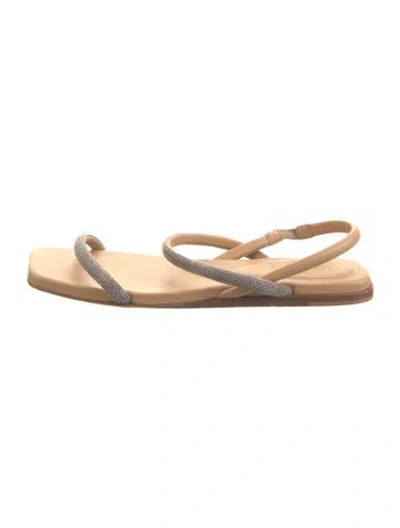 Pre-owned Brunello Cucinelli Leather Beaded Accents Sandals In Neutral