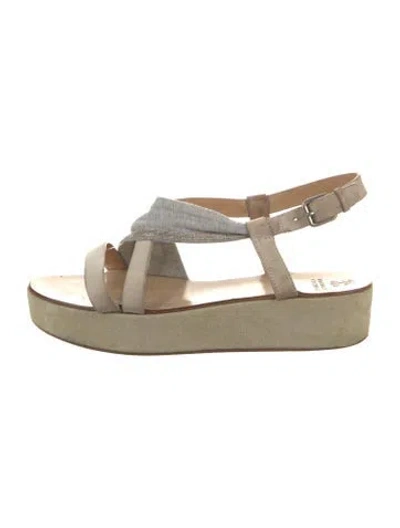 Pre-owned Brunello Cucinelli Leather Beaded Accents Sandals In Neutral