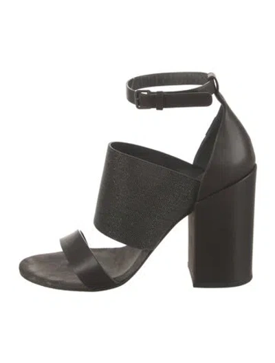 Pre-owned Brunello Cucinelli Leather Beaded Accents Sandals In Neutral