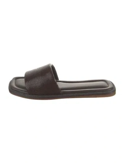 Pre-owned Brunello Cucinelli Leather Beaded Accents Slides In Brown