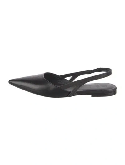 Pre-owned Brunello Cucinelli Leather Beaded Accents Slingback Flats In Black