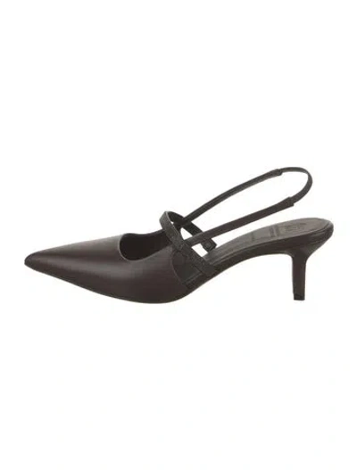 Pre-owned Brunello Cucinelli Leather Beaded Accents Slingback Pumps In Brown