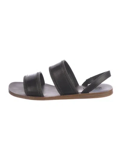 Pre-owned Brunello Cucinelli Leather Beaded Accents Slingback Sandals