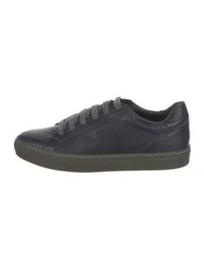 Pre-owned Brunello Cucinelli Leather Beaded Accents Sneakers In Blue