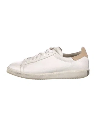 Pre-owned Brunello Cucinelli Leather Beaded Accents Sneakers In Neutral