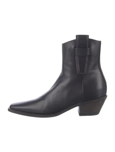 Pre-owned Brunello Cucinelli Leather Beaded Accents Western Boots In Black