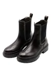 Brunello Cucinelli Leather Beatles Shoe With Jewels On The Side Elastic Bandleather In Brown