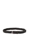 Brunello Cucinelli Braided Leather Skinny Belt In Black