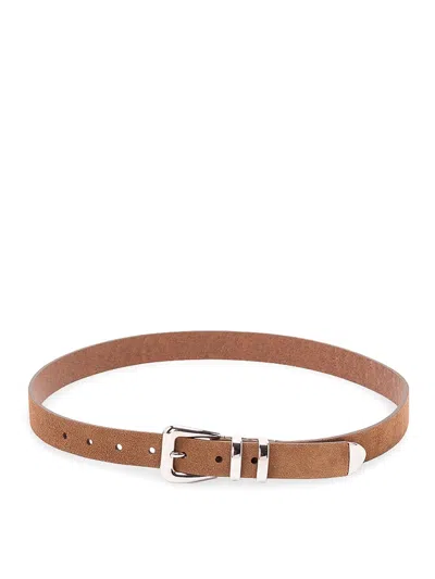 Brunello Cucinelli Leather Belt In Silver