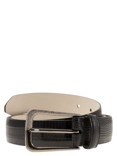 Brunello Cucinelli Textured Belt In Black