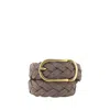 Brunello Cucinelli Woven Suede Belt With Rounded Buckle And Metal Loop
