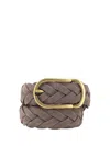 Brunello Cucinelli Woven Suede Belt With Rounded Buckle And Metal Loop In C2637