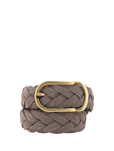 BRUNELLO CUCINELLI LEATHER BELT BRAIDED DESIGN