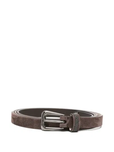 Brunello Cucinelli Metal Buckle Belt In Brown