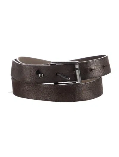 Pre-owned Brunello Cucinelli Leather Belt In Grey