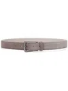 Brunello Cucinelli Adjustable Grey Leather Belt With Punch-hole Detailing In Grey
