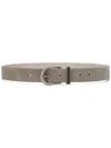 Brunello Cucinelli Leather Belt In Grey