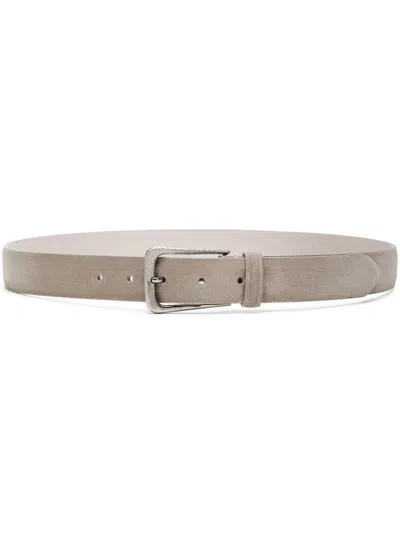 Brunello Cucinelli Leather Belt In Light Grey