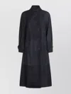 Brunello Cucinelli Leather Belted Waist Double-breasted Jacket In Black