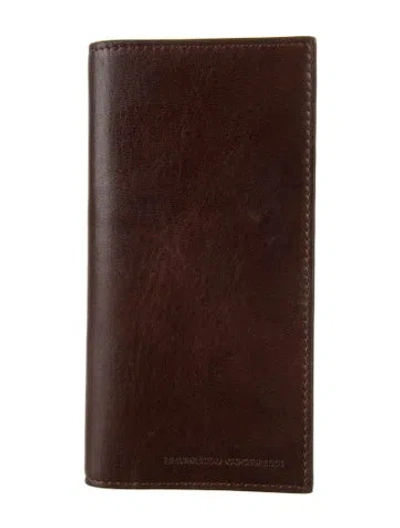 Pre-owned Brunello Cucinelli Leather Bifold Wallet In Brown