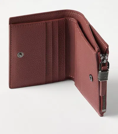 Brunello Cucinelli Leather Bifold Wallet In Red
