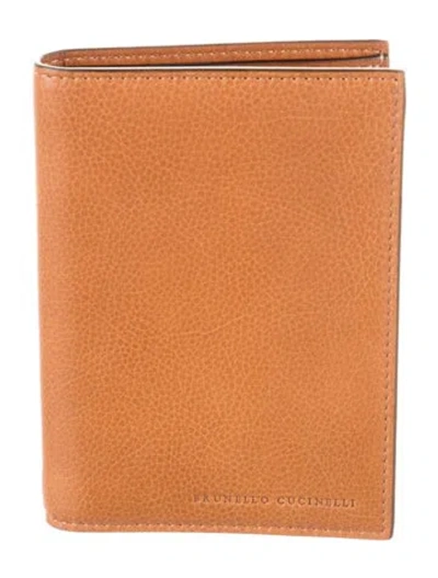 Pre-owned Brunello Cucinelli Leather Bifold Wallet W/ Tags In Brown