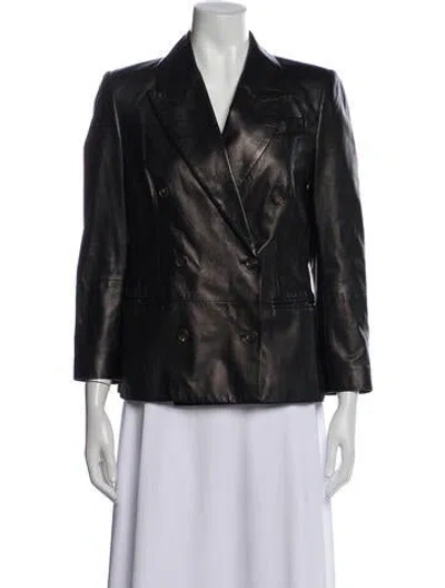 Pre-owned Brunello Cucinelli Leather Biker Jacket In Black