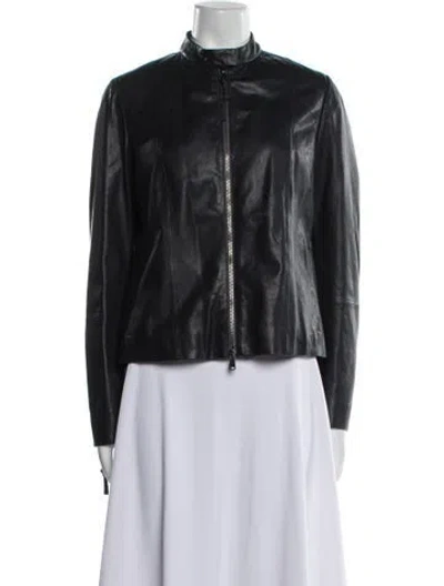 Pre-owned Brunello Cucinelli Leather Biker Jacket In Black
