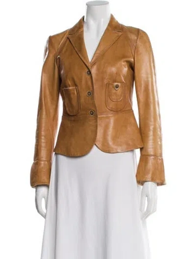 Pre-owned Brunello Cucinelli Leather Biker Jacket In Neutral