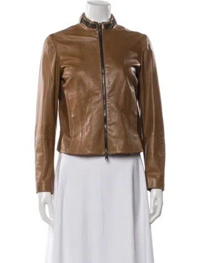 Pre-owned Brunello Cucinelli Leather Biker Jacket In Neutral