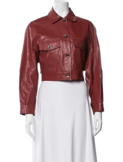 Pre-owned Brunello Cucinelli Leather Biker Jacket In Red