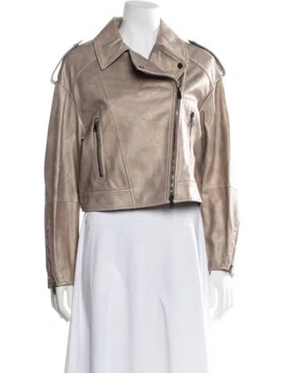 Pre-owned Brunello Cucinelli Leather Biker Jacket W/ Tags