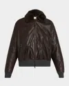 Brunello Cucinelli Women Removable Shearling Leather Aviator Bomber Jacket In Brown