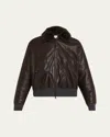 Brunello Cucinelli Women Removable Shearling Leather Aviator Bomber Jacket In Brown