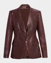 Brunello Cucinelli Leather Blazer In Brown