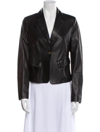 Pre-owned Brunello Cucinelli Leather Blazer In Black