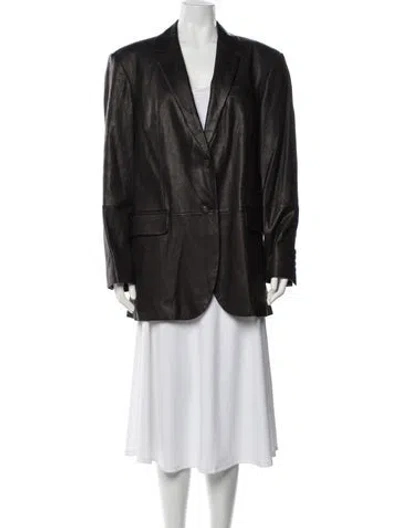 Pre-owned Brunello Cucinelli Leather Blazer In Black