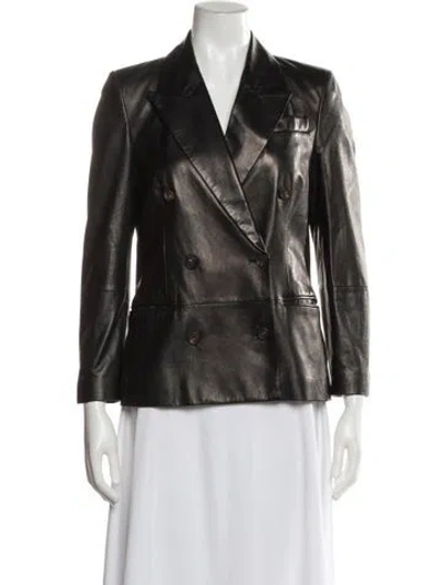 Pre-owned Brunello Cucinelli Leather Blazer In Black