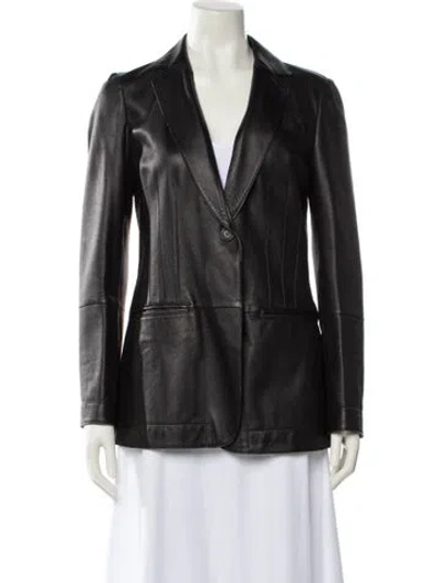 Pre-owned Brunello Cucinelli Leather Blazer In Black