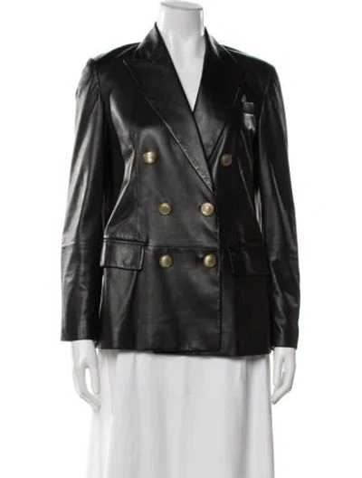 Pre-owned Brunello Cucinelli Leather Blazer In Black