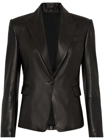 Brunello Cucinelli Leather Blazer In Black