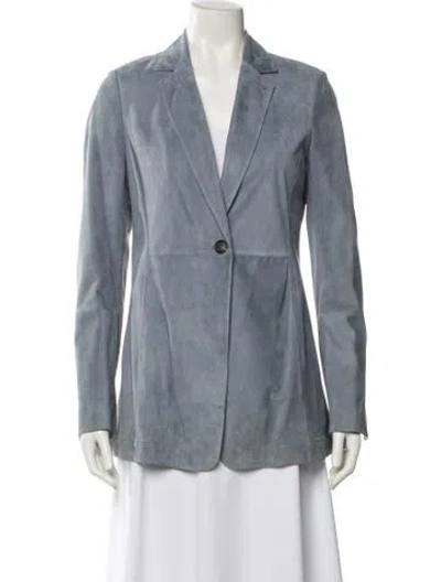 Pre-owned Brunello Cucinelli Leather Blazer In Blue