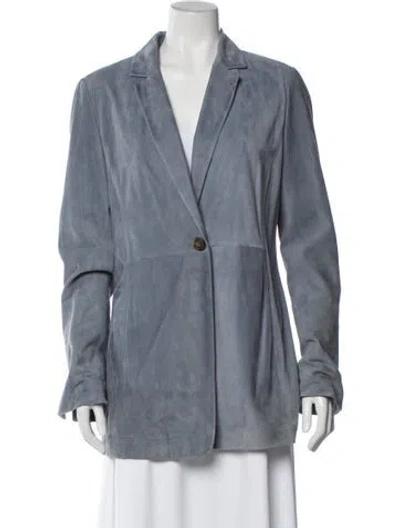 Pre-owned Brunello Cucinelli Leather Blazer In Blue