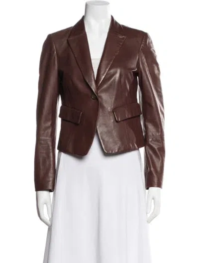 Pre-owned Brunello Cucinelli Leather Blazer In Brown
