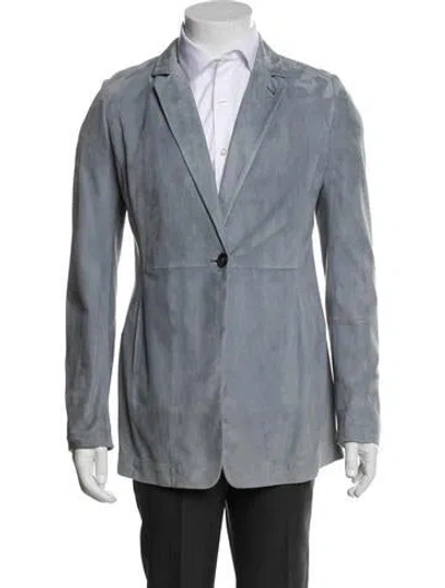 Pre-owned Brunello Cucinelli Leather Blazer In Gray