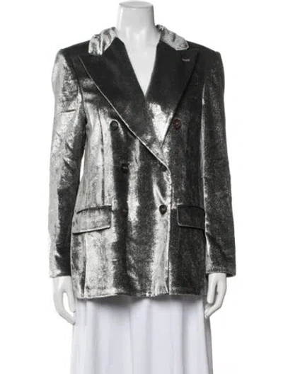 Pre-owned Brunello Cucinelli Leather Blazer In Grey