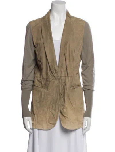 Pre-owned Brunello Cucinelli Leather Blazer In Neutral