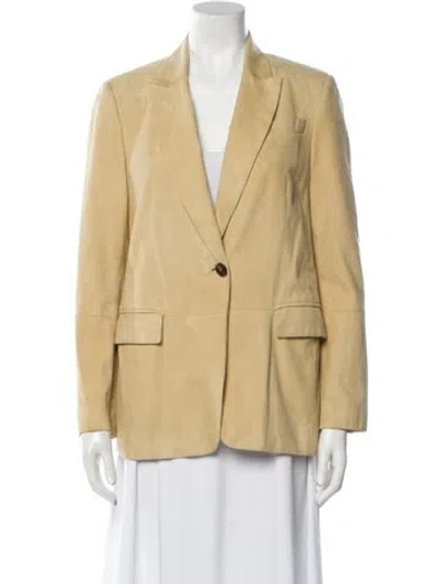 Pre-owned Brunello Cucinelli Leather Blazer In Neutral