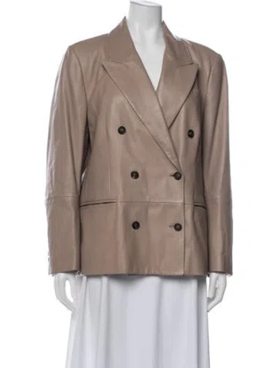Pre-owned Brunello Cucinelli Leather Blazer In Neutral
