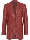 Brunello Cucinelli Natural Leather Blazer With Monili In Orange